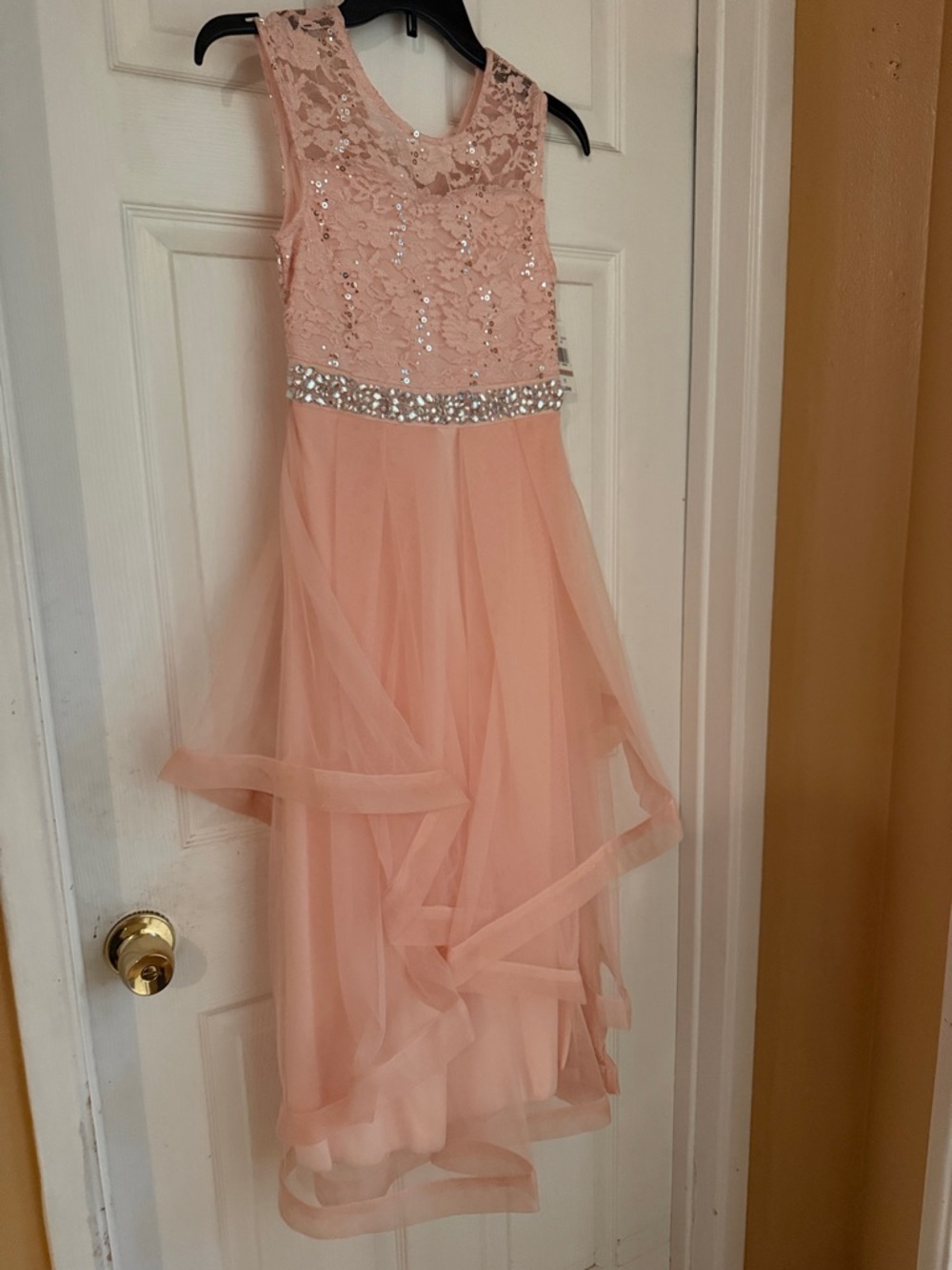 Speechless Blush Pink Lace & Tulle Sequin Waist Dress